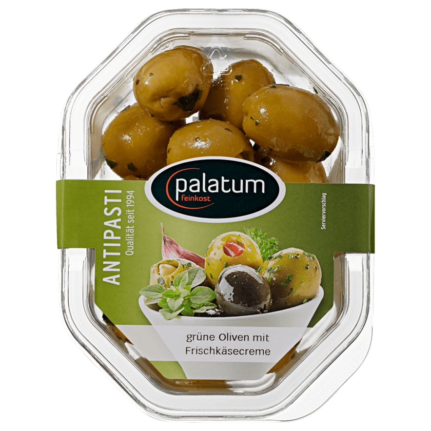 Palatum Oliven grün mit Frischkäsecreme gefüllt 160g